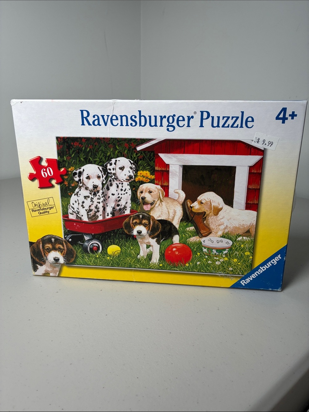 Ravensburger Puzzle Puppies Box Art - White, Red, Yellow, Green, Black